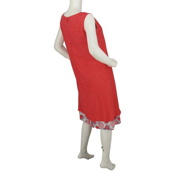 70s Vintage Reversible Polka Dot Strawberry All Over Print Dress S SMALL - Picture 15 of 16